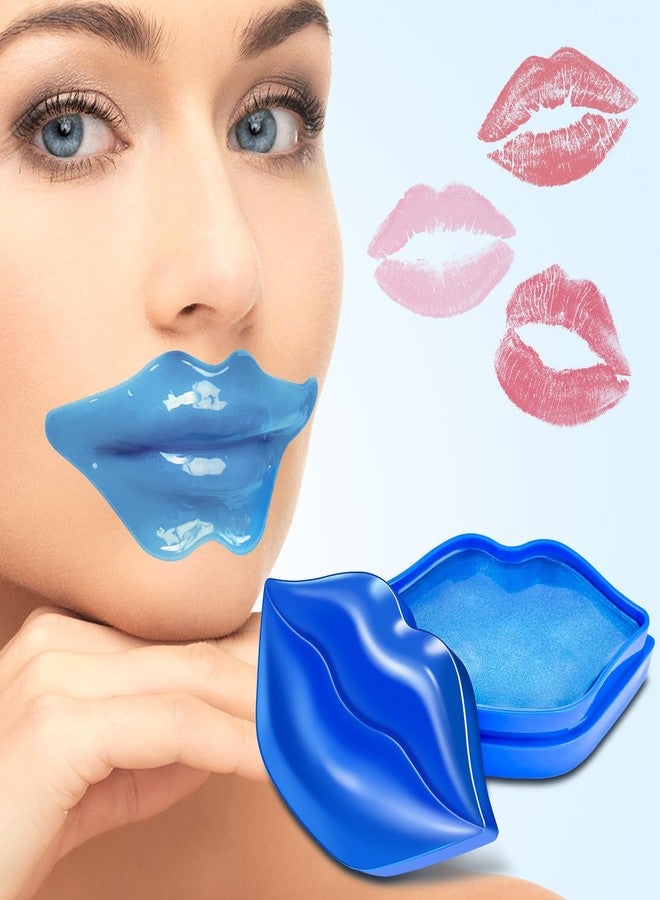 AOAO Lip Mask Overnight, Hydrolyzed Collagen & Sodium Hyaluronate Gel Pads for Intensive Moisture, Repairing Chapped Lips and Reducing Wrinkles, Daily Lip Care for Smoothing, 20Pcs (Blue - Image 3
