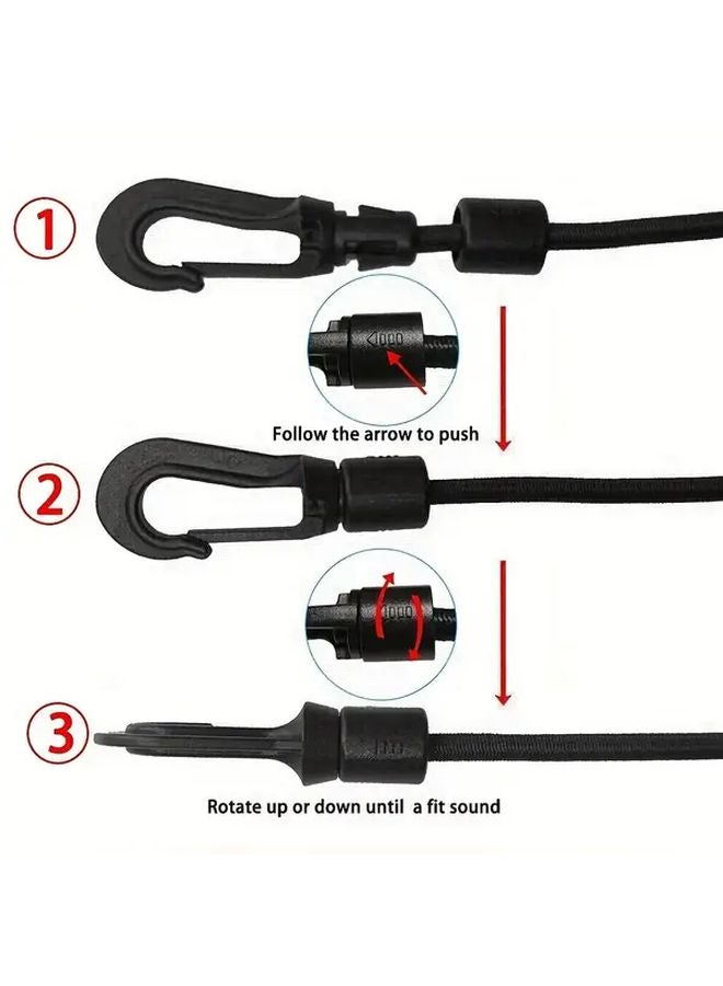 حبل ربط السطح المتين مع 10 خطاطيف طوله 25 قدمًا للقوارب الكاياك والتخييم واللياقة البدنية - Image 3