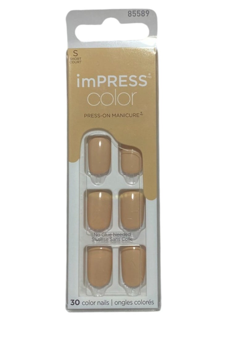 KISS imPRESS Color Press-on Manicure IMC26C Latte 30 color nails - Image 1