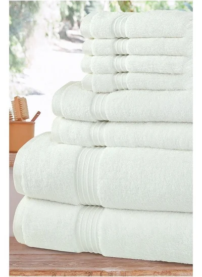 Bliss Casa 8-Piece Towel Set, 100% Combed Cotton 550 GSM Superior Quality Includes 2 Bath Towels (70x140 cm), 2 Hand Towels (40x70 cm), 4 Washcloths (30x30 cm) White