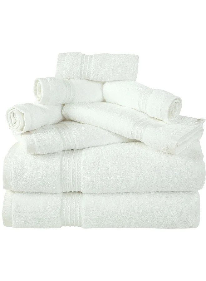 Bliss Casa 8-Piece Towel Set, 100% Combed Cotton 550 GSM Superior Quality Includes 2 Bath Towels (70x140 cm), 2 Hand Towels (40x70 cm), 4 Washcloths (30x30 cm) White