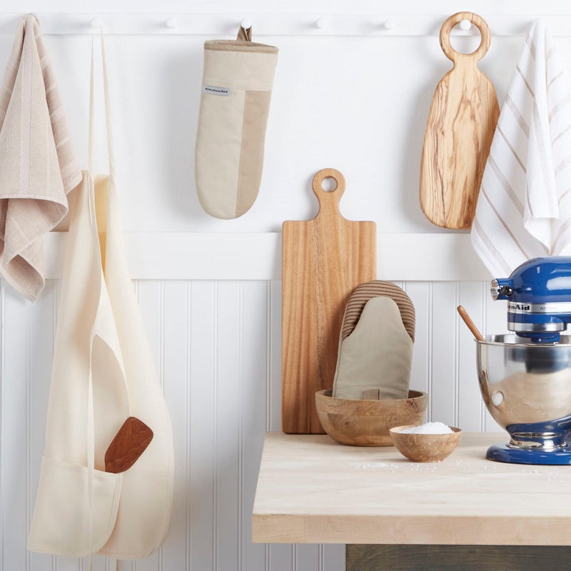 KitchenAid Beacon Two-Tone Non-Slip Oven Mitt Set  Milkshake/Beige  5.75""x13""  2 Piece - Image 2