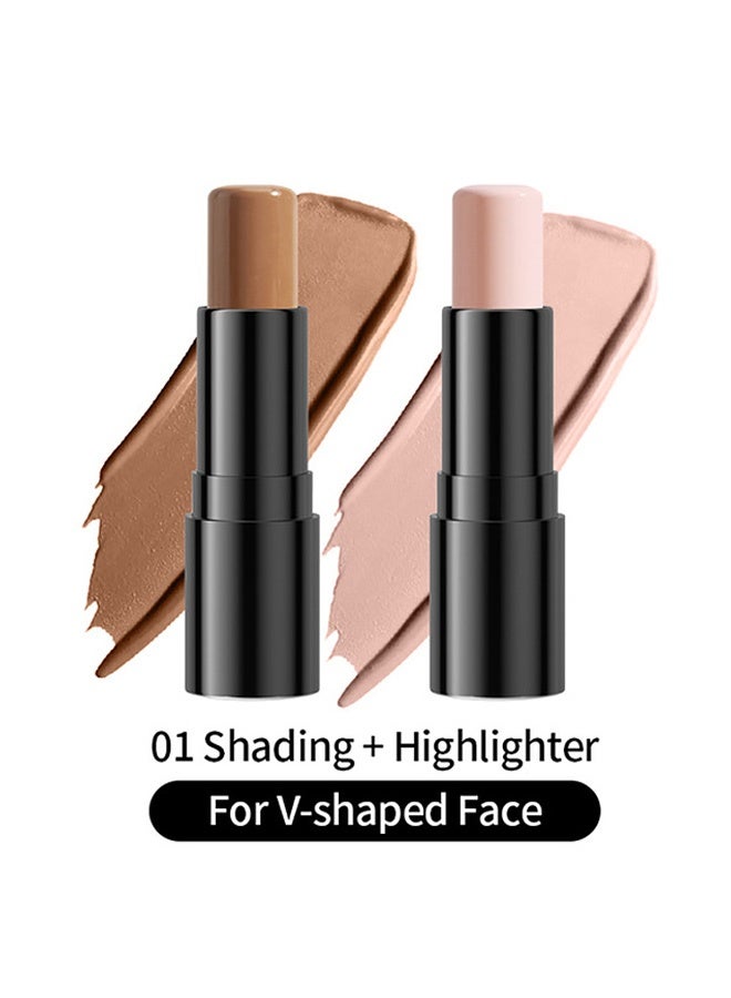 HelloKiss 2 in 1 Makeup Shading Stick and Face Highlighter Stick Double End Contour Stick Cream Contour Stick Makeup Bronzer Stick Face Makeup Wonder Stick Face Brightens and Shades Pencil 01 - Image 2