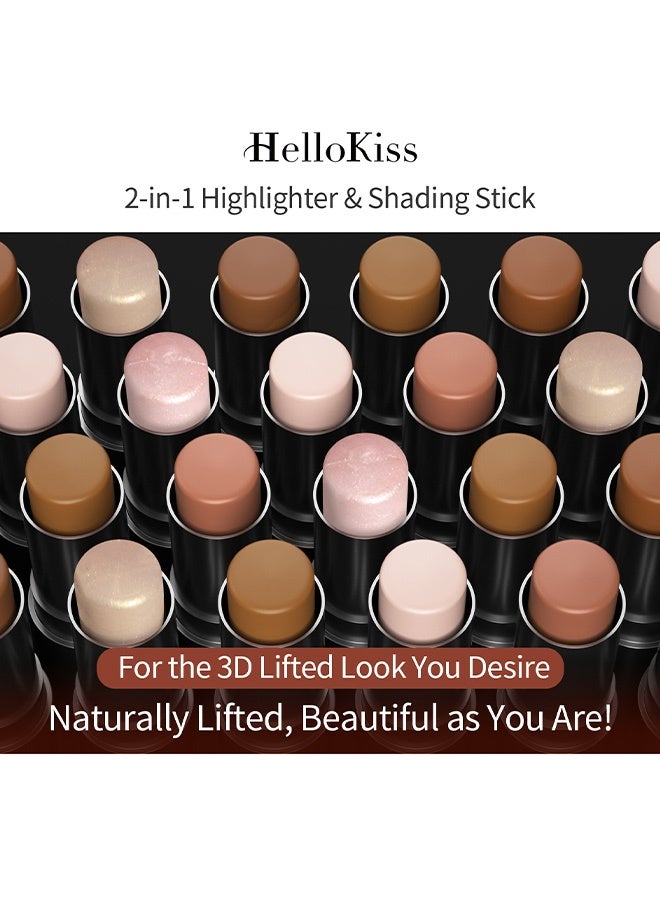 HelloKiss 2 in 1 Makeup Shading Stick and Face Highlighter Stick Double End Contour Stick Cream Contour Stick Makeup Bronzer Stick Face Makeup Wonder Stick Face Brightens and Shades Pencil 01 - Image 3