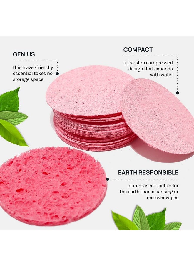 AOA STUDIO - 50-Count Compressed Facial Sponges 100% Natural Cosmetic Spa Sponges For Facial Cleansing, Exfoliating Mask, Remove For Makeup, Dead Skin, And Dirt (50 Counts, Pink) - Image 1