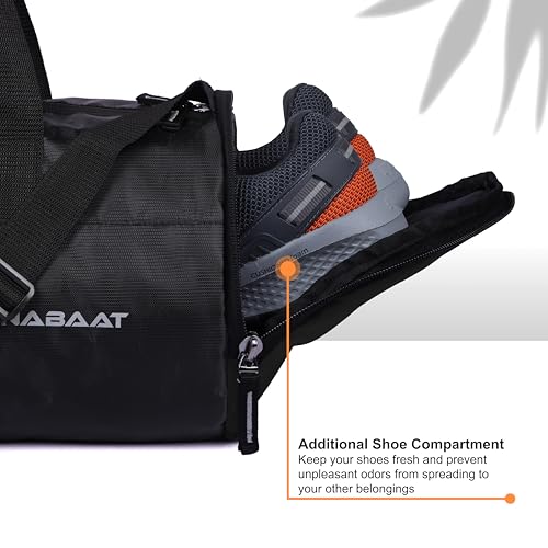NABAAT EliteFit Classic Gym Bag for Men & Women Sports Bag/Kit Bag with Separate Shoe Compartment (Black, GMB-BK-3) - Image 2