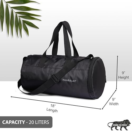 NABAAT EliteFit Classic Gym Bag for Men & Women Sports Bag/Kit Bag with Separate Shoe Compartment (Black, GMB-BK-3) - Image 5