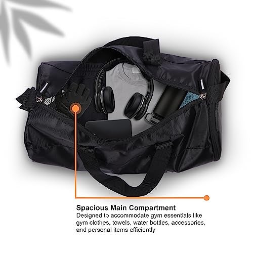 NABAAT EliteFit Classic Gym Bag for Men & Women Sports Bag/Kit Bag with Separate Shoe Compartment (Black, GMB-BK-3) - Image 4