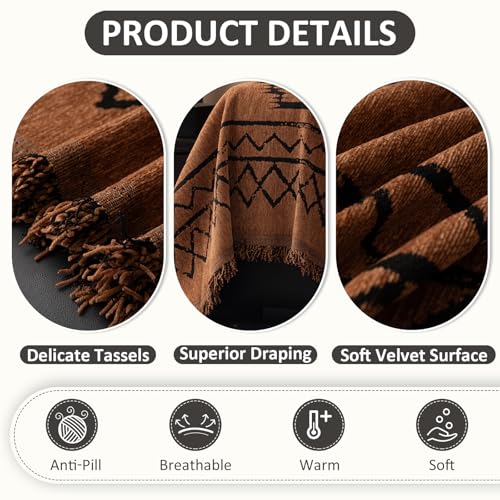 VC Life VClife Bohemian Sofa Covers Chenille Couch Cover for Sectional Couch, Soft Non Slip Couch Covers for 2 Cushion Sofa Breathable Sofa Furniture Protector Slip Cover for Couch, Pumpkin, 71"X118" - Image 4