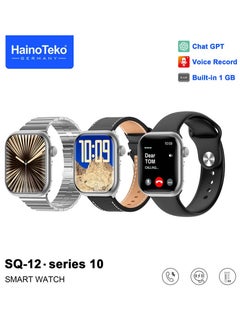 HainoTeko SQ-12 Series 10 Smart Watch with AMOLED Display Chat GPT Video Recording and 3 Pair Straps Designed for Ladies and Gents Silver