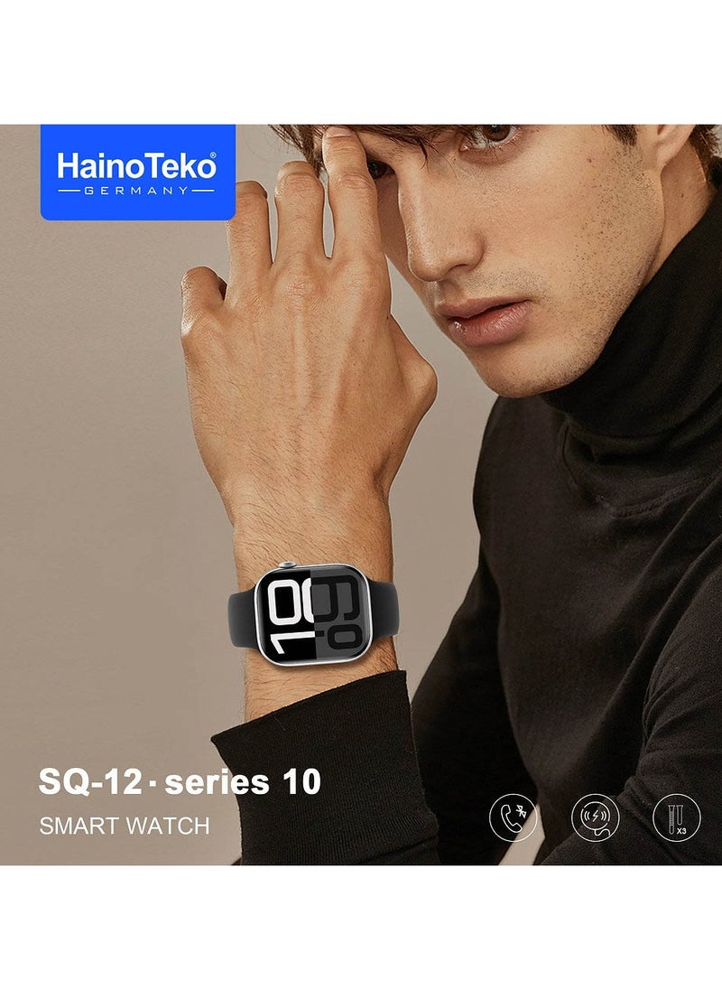 Haino Teko - HainoTeko SQ-12 Series 10 Smart Watch with AMOLED Display Chat GPT Video Recording and 3 Pair Straps Designed for Ladies and Gents Silver - Image 1