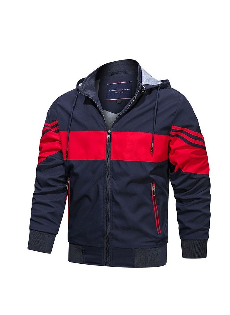 KUYING New Casual Color Patchwork Hooded Sports Jacket 