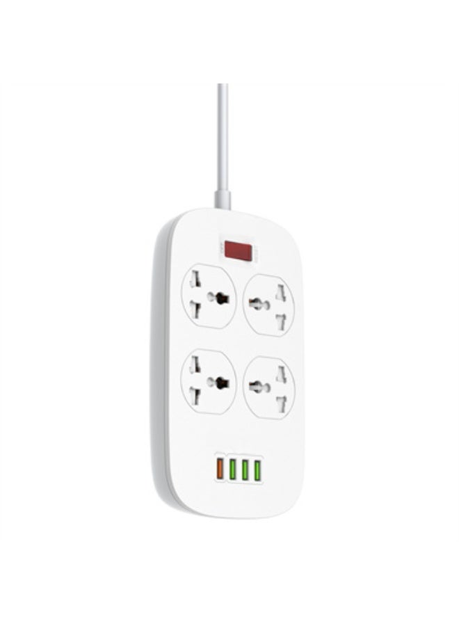 ريبنيو 4 مقابس طاقة ومنافذ USB بقوة 18 وات من سلسلة Defender، شريط طاقة 2500 وات مع منفذ USB QC، سلك طاقة شحن سريع، أبيض، 2 متر - Image 1