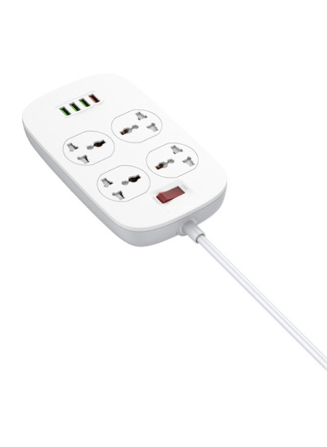 ريبنيو 4 مقابس طاقة ومنافذ USB بقوة 18 وات من سلسلة Defender، شريط طاقة 2500 وات مع منفذ USB QC، سلك طاقة شحن سريع، أبيض، 2 متر - Image 4