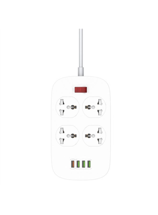 ريبنيو 4 مقابس طاقة ومنافذ USB بقوة 18 وات من سلسلة Defender، شريط طاقة 2500 وات مع منفذ USB QC، سلك طاقة شحن سريع، أبيض، 2 متر - Image 2