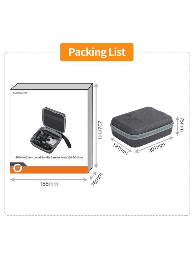 Black Hard Shell Case For Insta360 Go Ultra Camera Shockproof Storage Bag Large Capacity Travel Organizer - Image 1