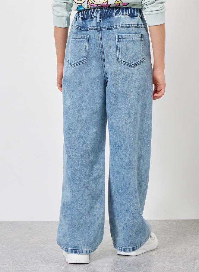 ستايلي بنطال جينز واسع بتطريز قلوب - Image 4