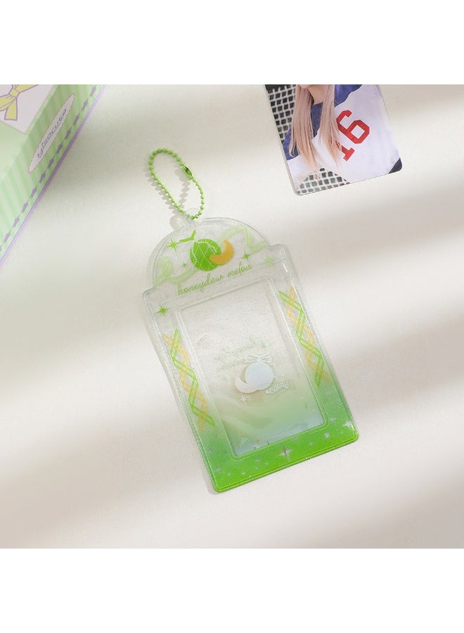 NIBEMINENT 1 - Piece Transparent Loose Powder PVC Kpop Photo Card Holder Pendant Key Chain ID Badge Holder ID Card Holder Photo Card Protector for School ID Office ID Access Card for Women Girls - Image 1