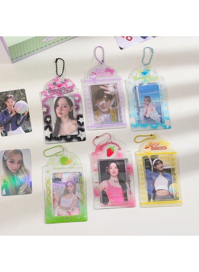 NIBEMINENT 1 - Piece Transparent Loose Powder PVC Kpop Photo Card Holder Pendant Key Chain ID Badge Holder ID Card Holder Photo Card Protector for School ID Office ID Access Card for Women Girls - Image 3