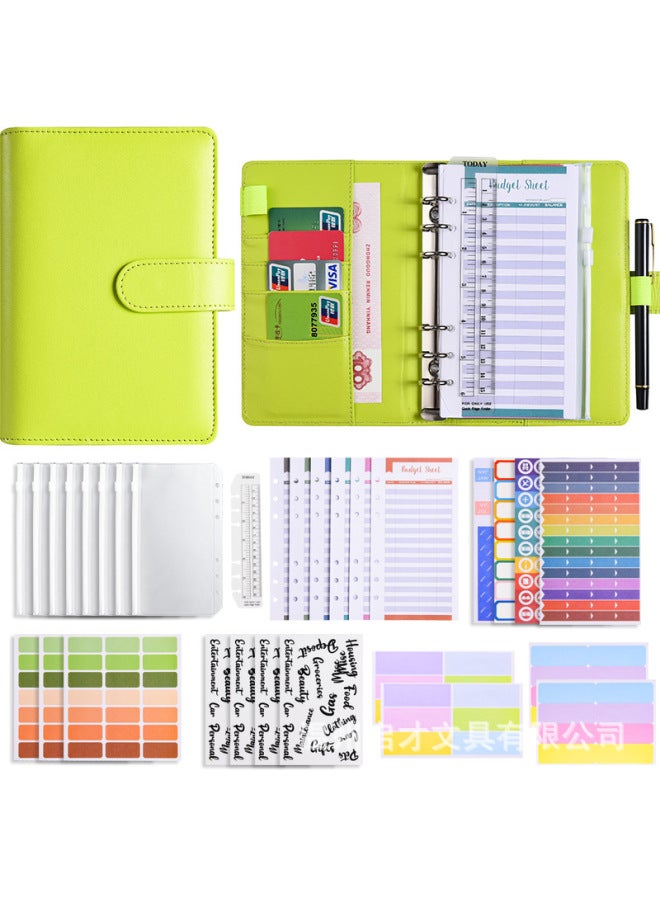 Start A6 Binder Creative Notebook Zipper Bag Macaron Pu Leather Loose-leaf Book Cash Budget Hand Book - Image 1