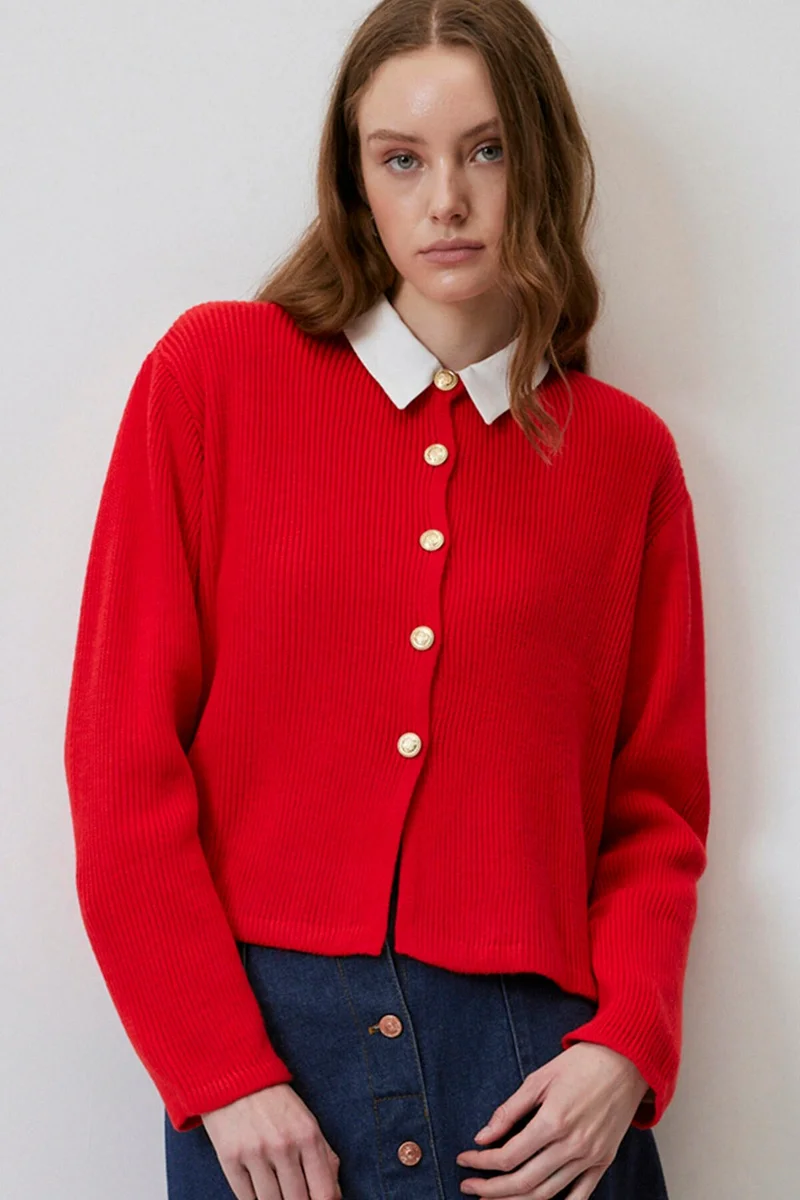 توتشي Gold Buttoned Short Cardigan