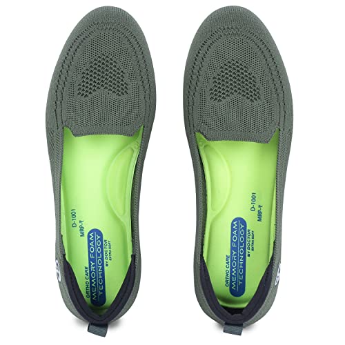 DOCTOR EXTRA SOFT Flexible Memory Foam Women's Shoes for Walking Gym Training | Casual Sports,Slip-On,Lightweight Lace up Jutis Bellies Classy Ballerina for Ladies and Girls New-D-1003 Olive - Image 1