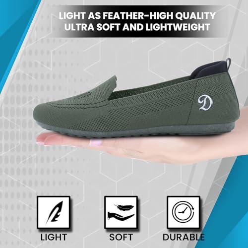 DOCTOR EXTRA SOFT Flexible Memory Foam Women's Shoes for Walking Gym Training | Casual Sports,Slip-On,Lightweight Lace up Jutis Bellies Classy Ballerina for Ladies and Girls New-D-1003 Olive - Image 4