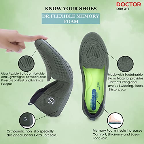 DOCTOR EXTRA SOFT Flexible Memory Foam Women's Shoes for Walking Gym Training | Casual Sports,Slip-On,Lightweight Lace up Jutis Bellies Classy Ballerina for Ladies and Girls New-D-1003 Olive - Image 2