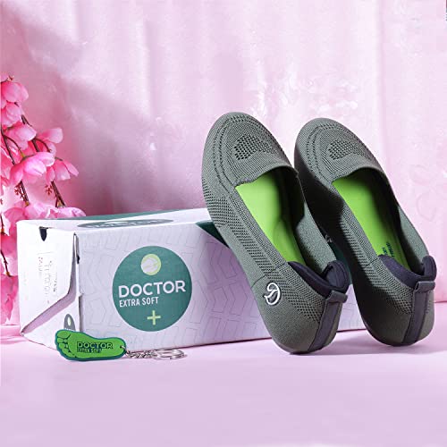 DOCTOR EXTRA SOFT Flexible Memory Foam Women's Shoes for Walking Gym Training | Casual Sports,Slip-On,Lightweight Lace up Jutis Bellies Classy Ballerina for Ladies and Girls New-D-1003 Olive - Image 3