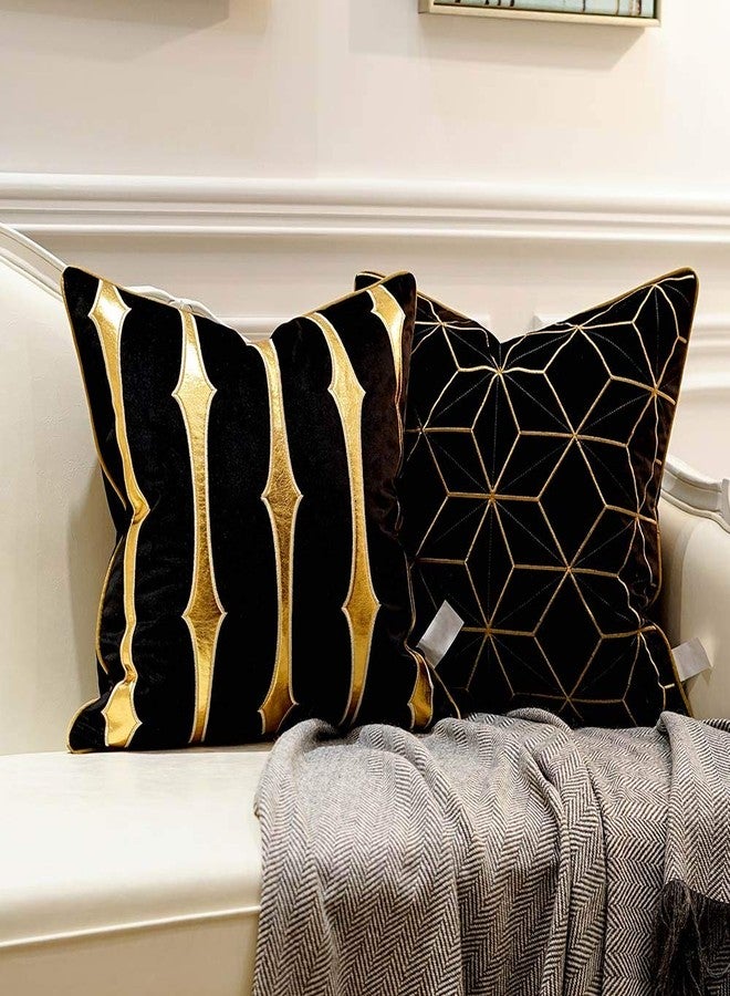 Avigers 20 x 20 Inches Black Gold Plaid Cushion Case Luxury European Throw Pillow Cover Decorative Pillow for Couch Living Room Bedroom Car - Image 4