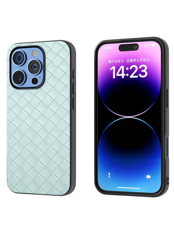 S-TOP Case For iPhone 16 Pro Black Frame Woven Texture PU Phone Case - Image 1