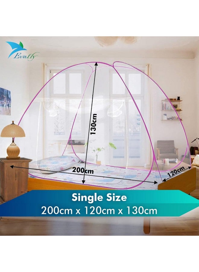 Evafly Evafly Mosquito Net for Single Bed | Heart Design (Limited Edition) | Foldable Machardani | Polyester 28GSM Strong Net | PVC Coated Corrosion Resistant Steel Wire - Pink - Image 2