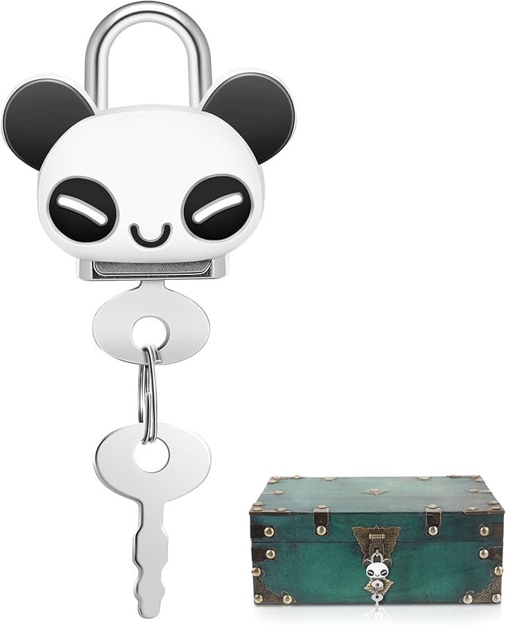 Mini Panda Padlock with Key Cute Metal Luggage Lock for Backpacks Gym Lockers Handbags - Image 1