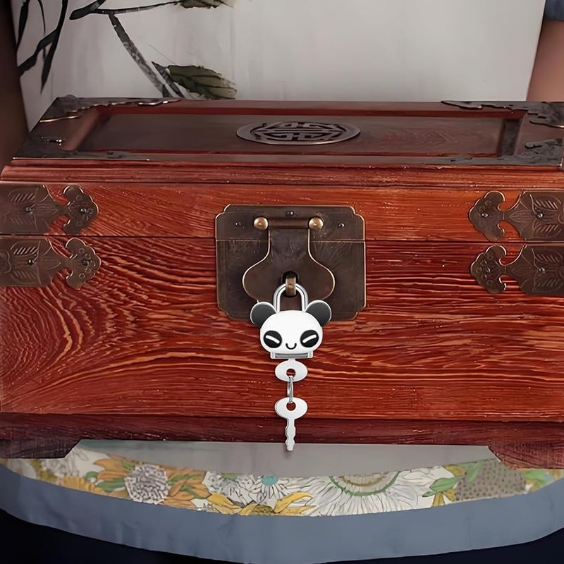 Mini Panda Padlock with Key Cute Metal Luggage Lock for Backpacks Gym Lockers Handbags - Image 5