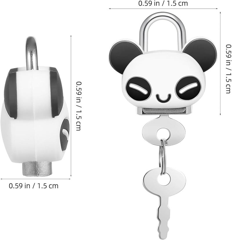Mini Panda Padlock with Key Cute Metal Luggage Lock for Backpacks Gym Lockers Handbags - Image 3
