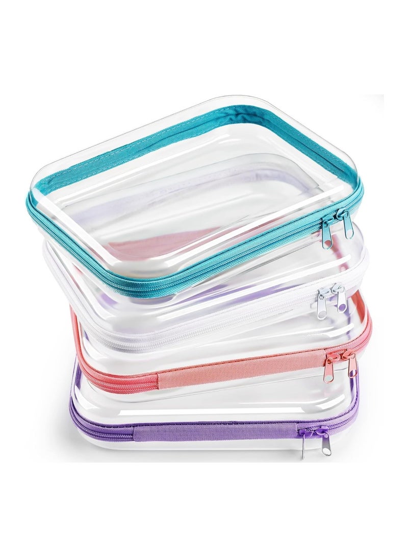 4-Pack Clear Hard Shell Zipper Pouches, Transparent Waterproof PVC Storage Cases for Makeup, Toys, Stationery and Travel - Image 1