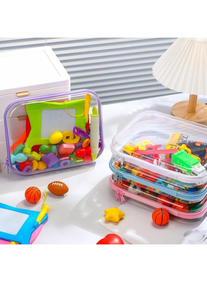 4-Pack Clear Hard Shell Zipper Pouches, Transparent Waterproof PVC Storage Cases for Makeup, Toys, Stationery and Travel - Image 5