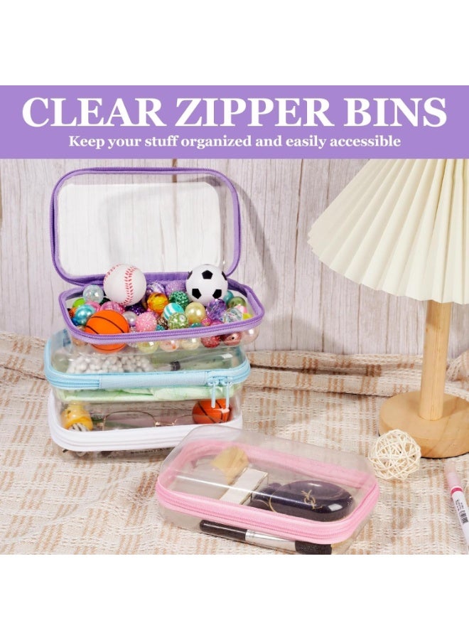 4-Pack Clear Hard Shell Zipper Pouches, Transparent Waterproof PVC Storage Cases for Makeup, Toys, Stationery and Travel - Image 3