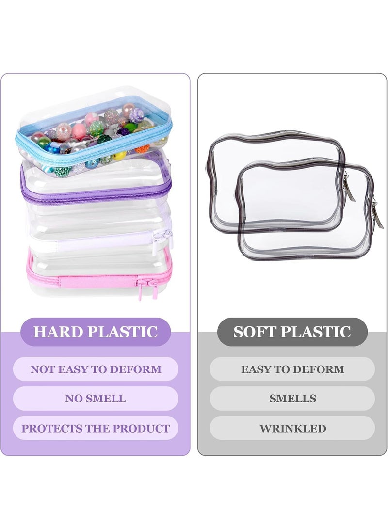 4-Pack Clear Hard Shell Zipper Pouches, Transparent Waterproof PVC Storage Cases for Makeup, Toys, Stationery and Travel - Image 4