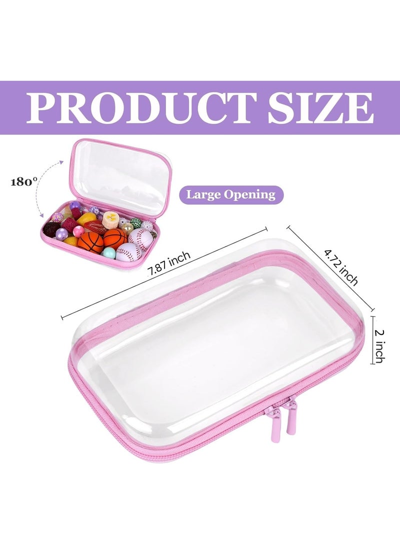 4-Pack Clear Hard Shell Zipper Pouches, Transparent Waterproof PVC Storage Cases for Makeup, Toys, Stationery and Travel - Image 2