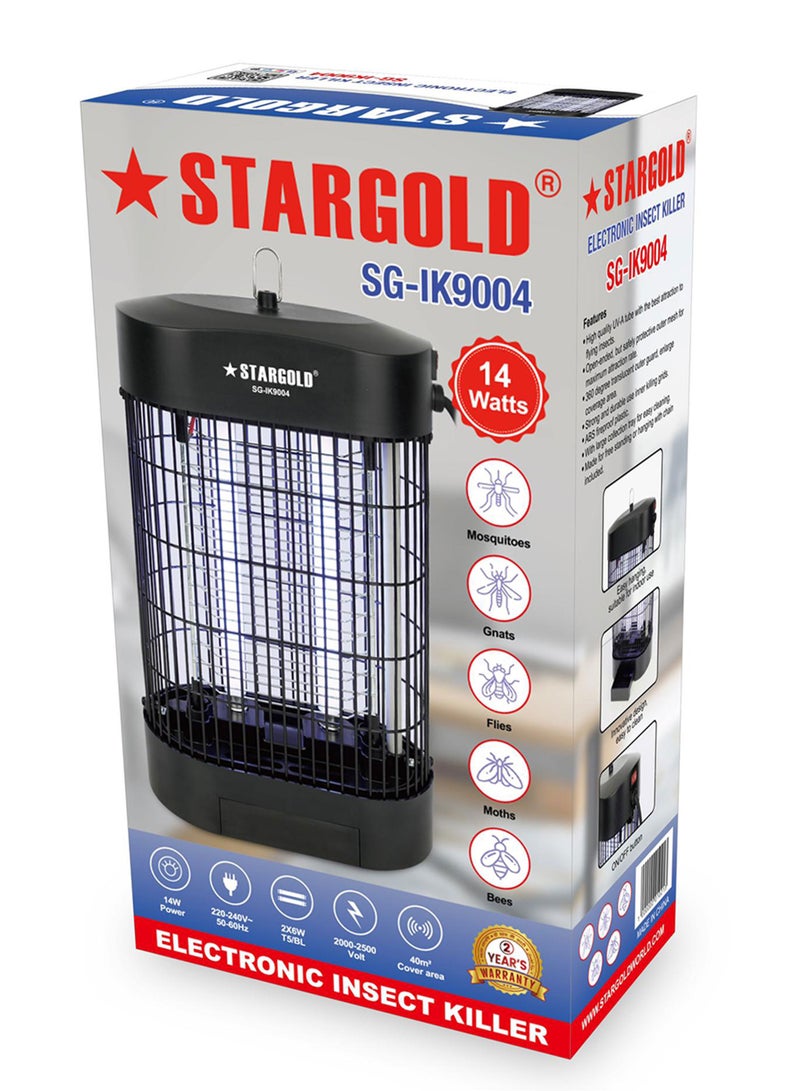 ستارجولد قاتل الحشرات بالأشعة فوق البنفسجية، قاتل البعوض 14 وات، غير سام للمطاعم، المكتب، المطبخ، غرفة النوم - أسود - Image 2