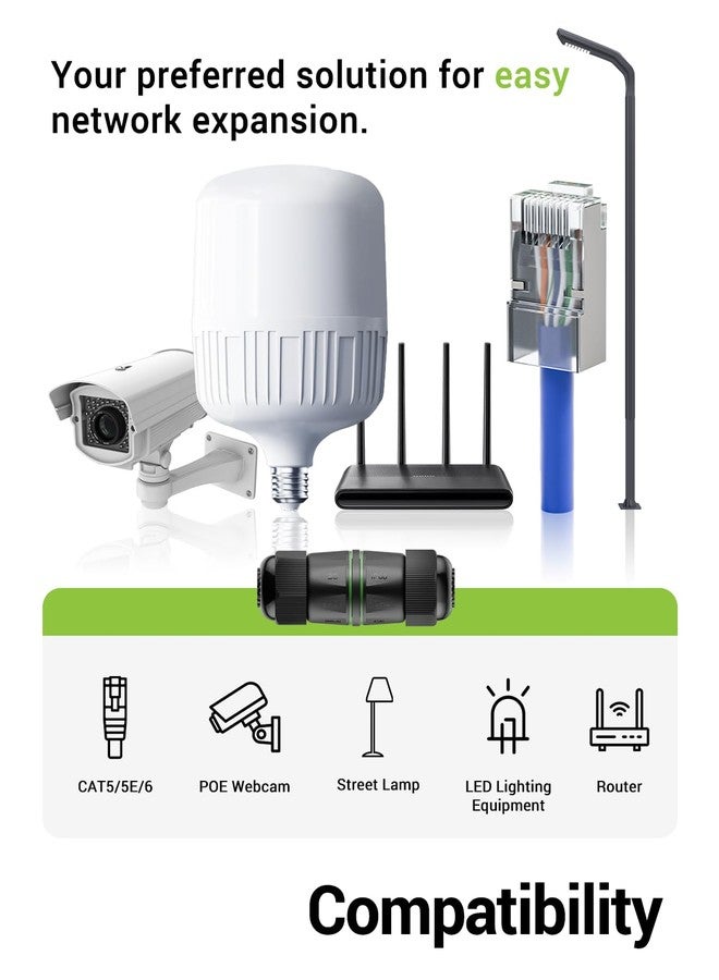 LEENUE Waterproof RJ45 Coupler Female to Female, IP68 Outdoor Shielded Ethernet Connectors for CAT6/CAT5E/CAT5 Network Cables 2-Pack - Image 3