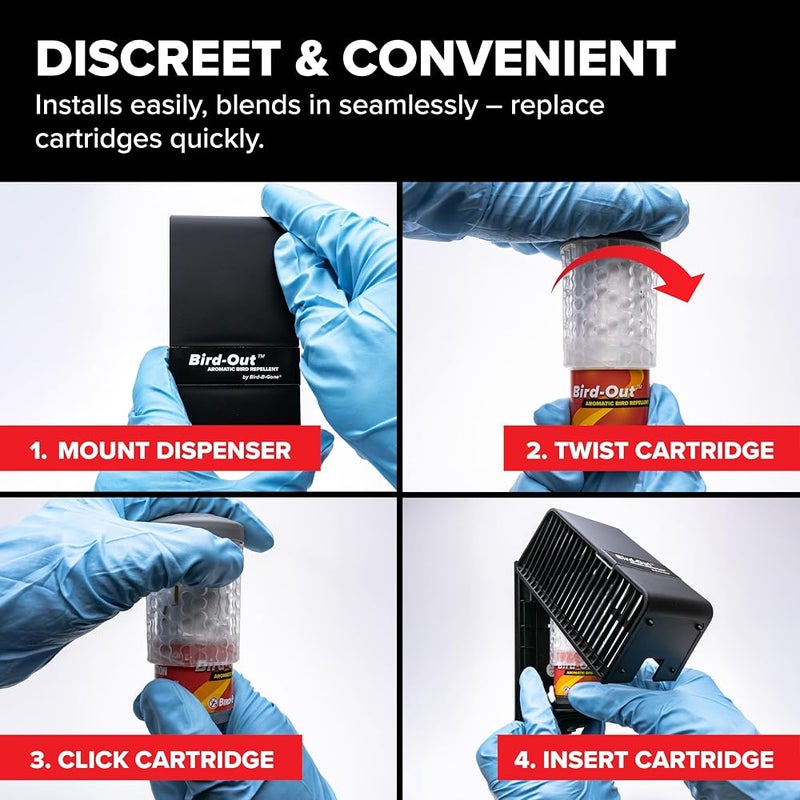 BIRD.B.GONE Bird B Gone BIRDOUT-REF Aromatic Bird Refill Cartridge Repellent, Black - Image 3