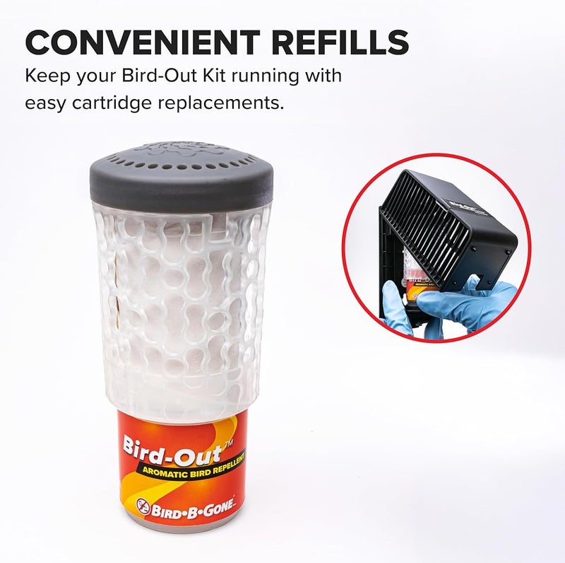 BIRD.B.GONE Bird B Gone BIRDOUT-REF Aromatic Bird Refill Cartridge Repellent, Black - Image 1