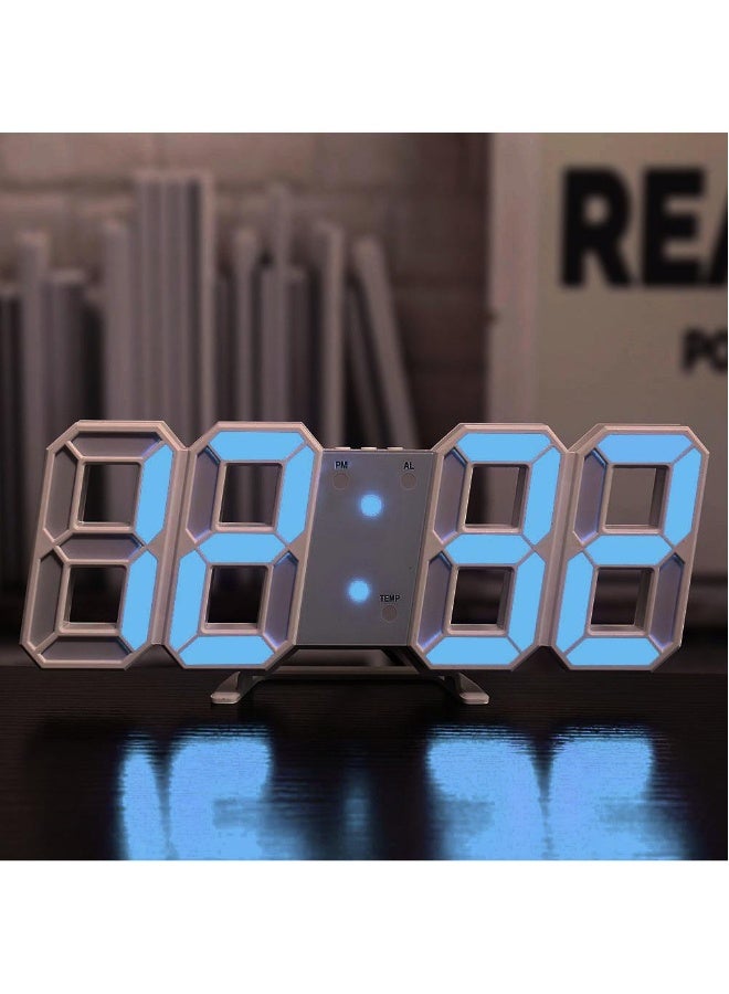 ساعة رقمية ذكية بتقنية 3D مع منبه، ساعة إلكترونية لتعليقها على الحائط في غرفة المعيشة، ساعة لعرض درجة الحرارة الداخلية - Image 1