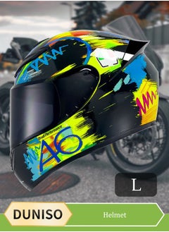 DUNISO Full face motorcycle helmet, lightweight crash resistant motorcycle helmet, all season cool riding helmet，cycling helmet with black lenses, breathable lining, suitable for both men and women，suitable for recreational activities such as cycling (L)  - Image 1