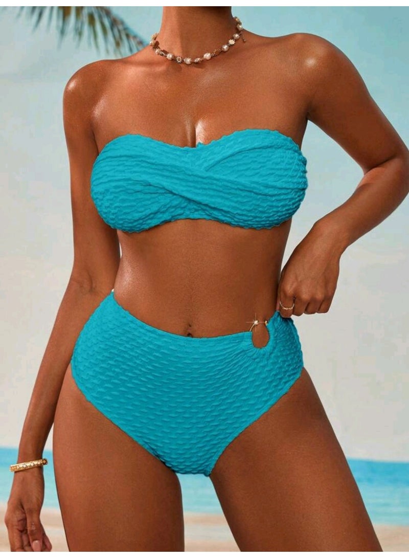 SHEIN Swim Fashionable Tankini Swimsuit Set, Suitable For Summer - Image 1