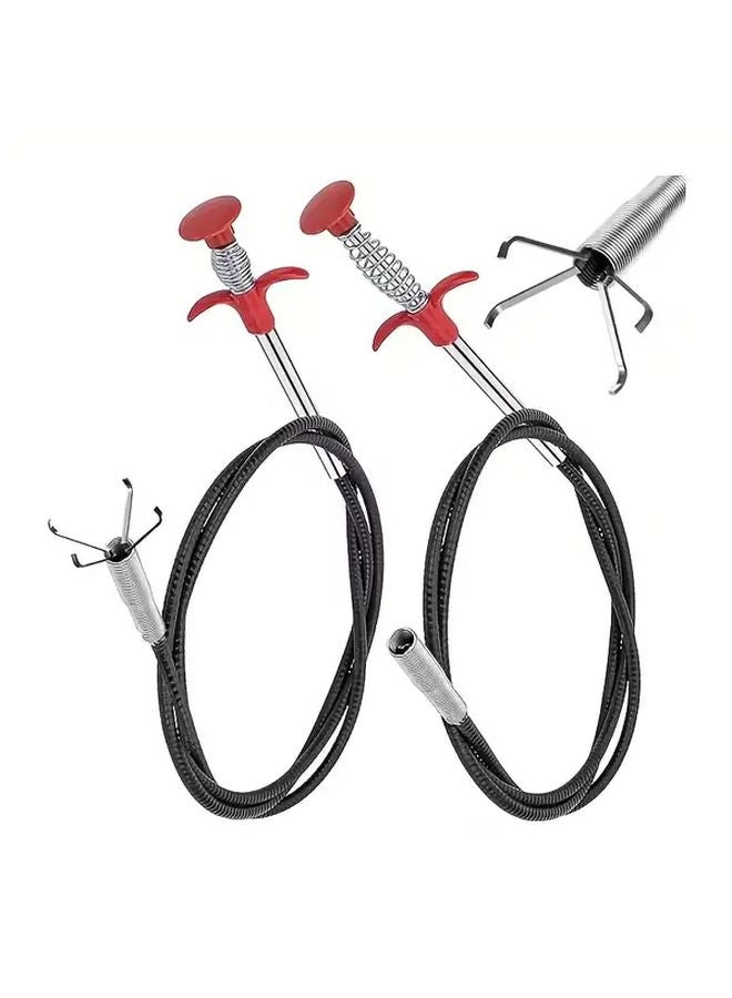 Two Pack Long Flexible Claw Drain Cleaner Set Telescopic Spiral Clog Remover For Kitchen Bathroom Toilet - Image 2