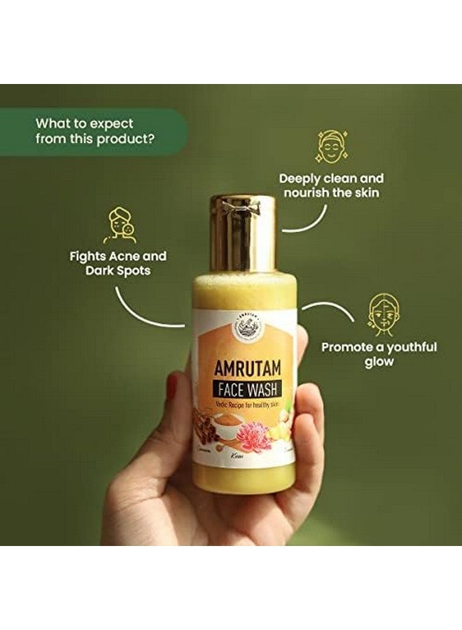 Amrutam Face Wash | Authentic Ayurvedic Face Cleanser With Cinnamon, Haldi & Kesar | Targets Acne, Scars, Dark Spots & Hyperpigmentation For Radiant, Youthful Skin | Natural Skin Care & Deep Nourishment Formula, 30 Ml - Image 4