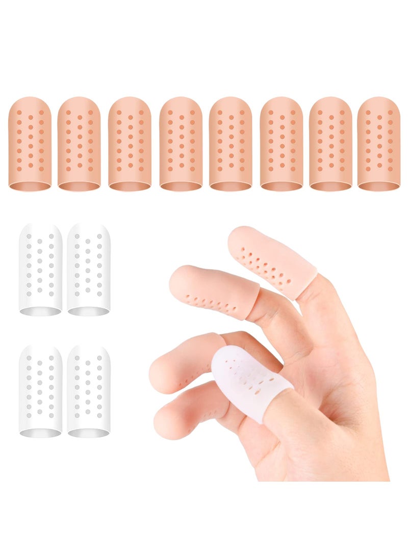 Sweet seven 12 قطعة من غلاف الأصابع من هلام السيليكون - أكمام أصابع قابلة للتنفس لالتهاب الجلد الإكزيمي، التشققات، والتهاب المفاصل - واقيات أصابع مع ثقب - 2 لون - Image 1